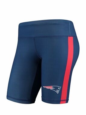 NFL Patriots  Navy Bike Shorts with Red Side Stripe